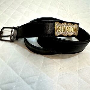 Levi’s Womens Belt Leather Western Cowgirl Rodeo Retro Black SINALOA JALISCO